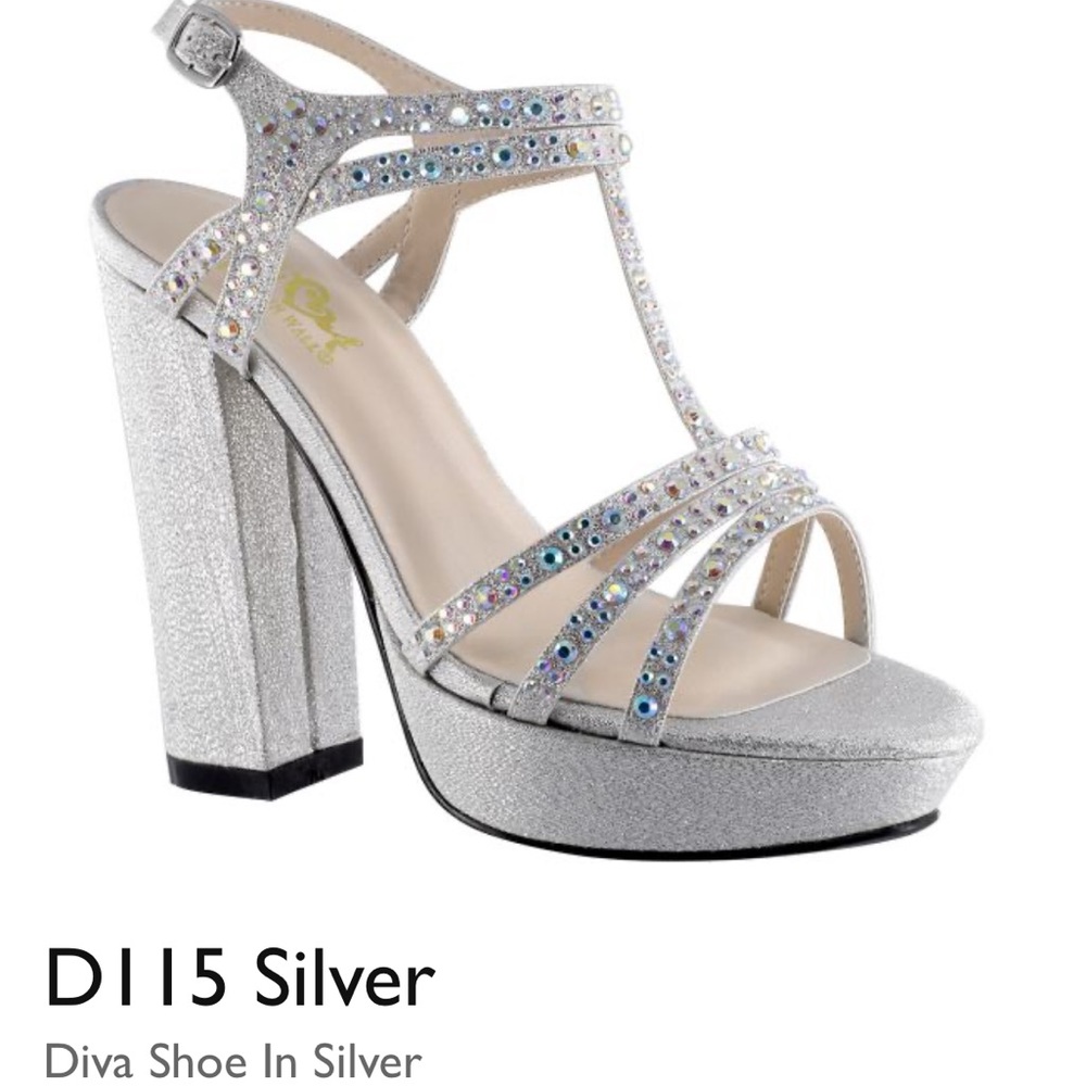 Rhinestone platform block heel